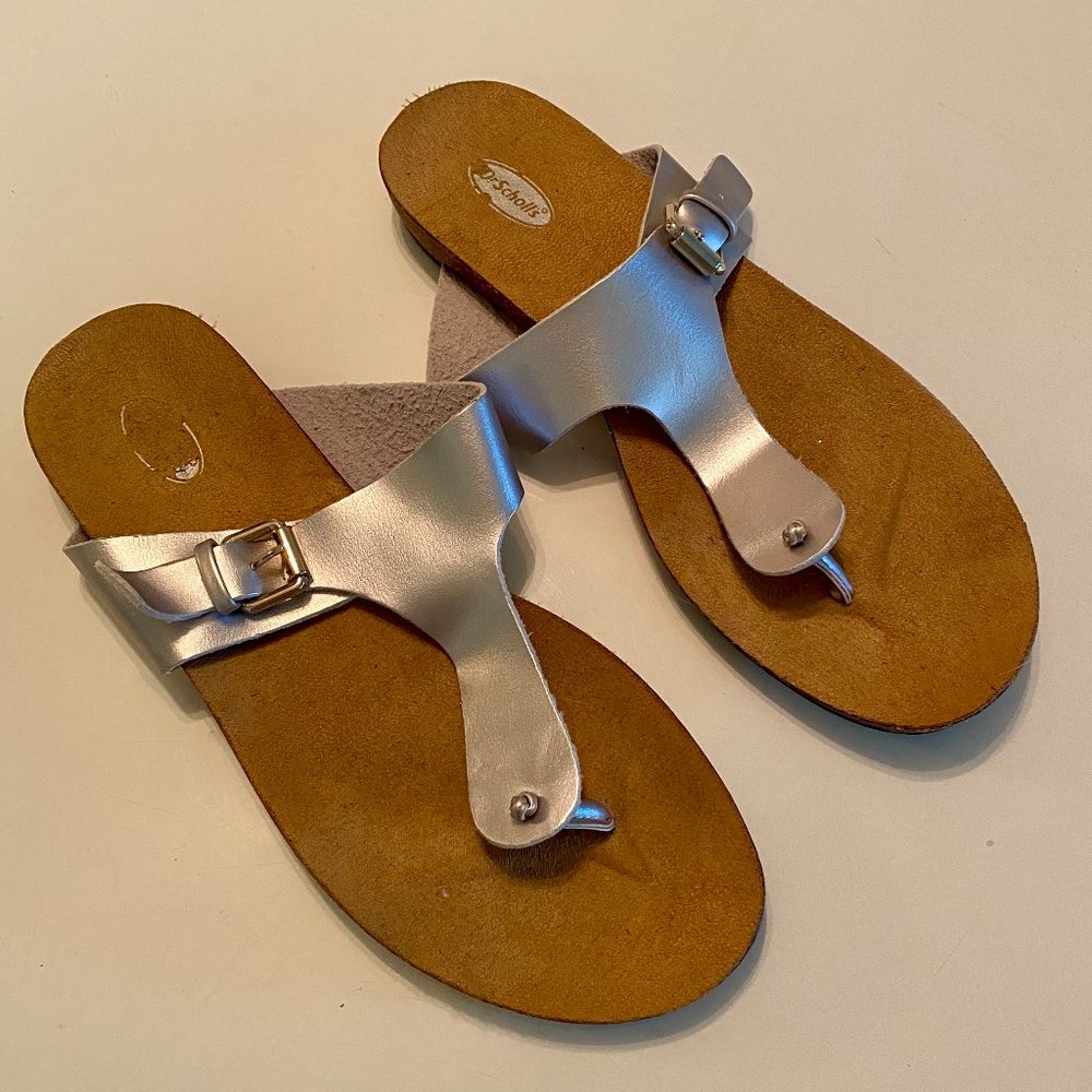 Dr Scholls - Silver VEGAN leather sandals